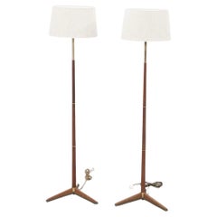 Used Pair of Swedish Floor Lamps, Teak and brass, Sweden 1960