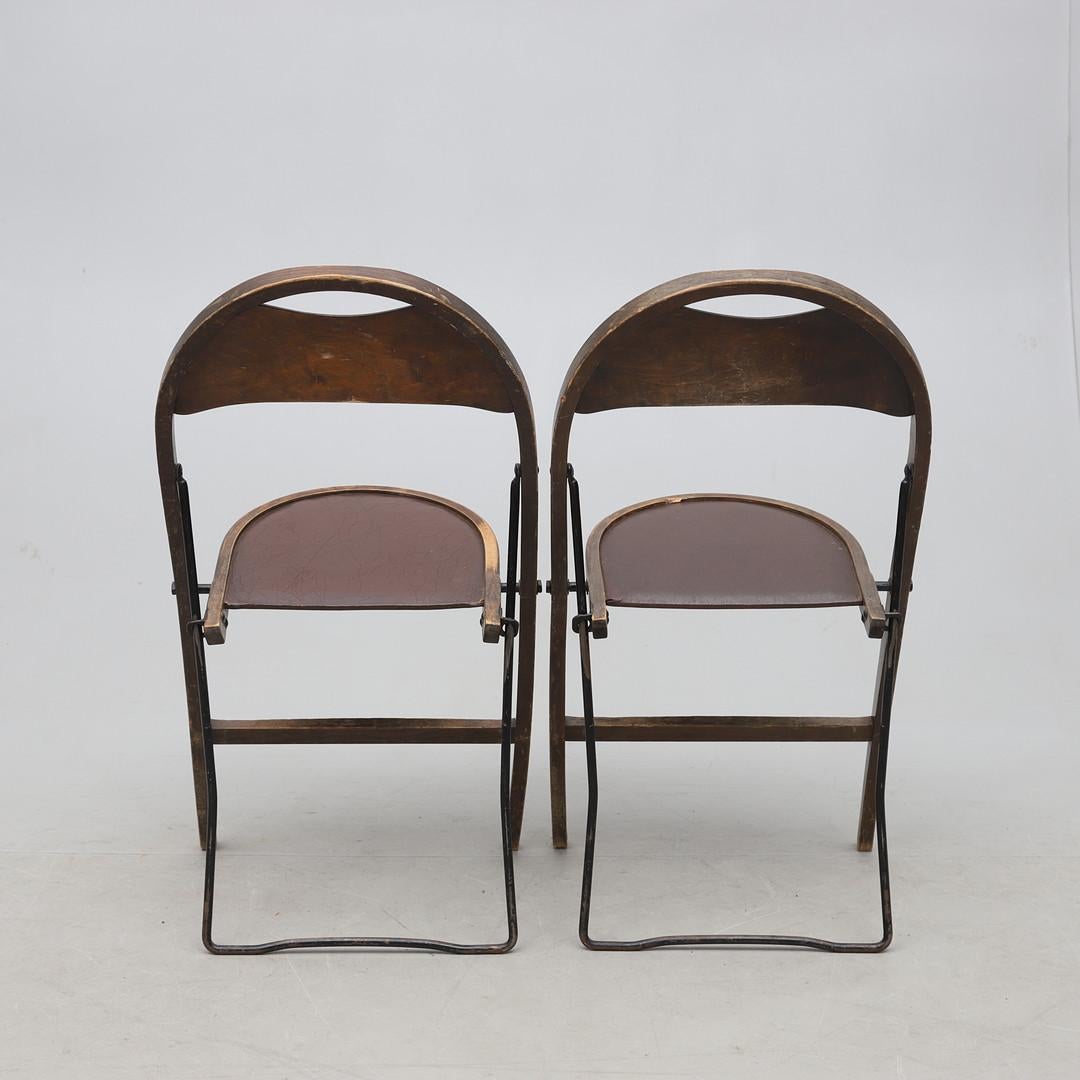 Cuir Paire de chaises pliantes suédoises par Uno Åhrén pour Gemla, années 1930 en vente