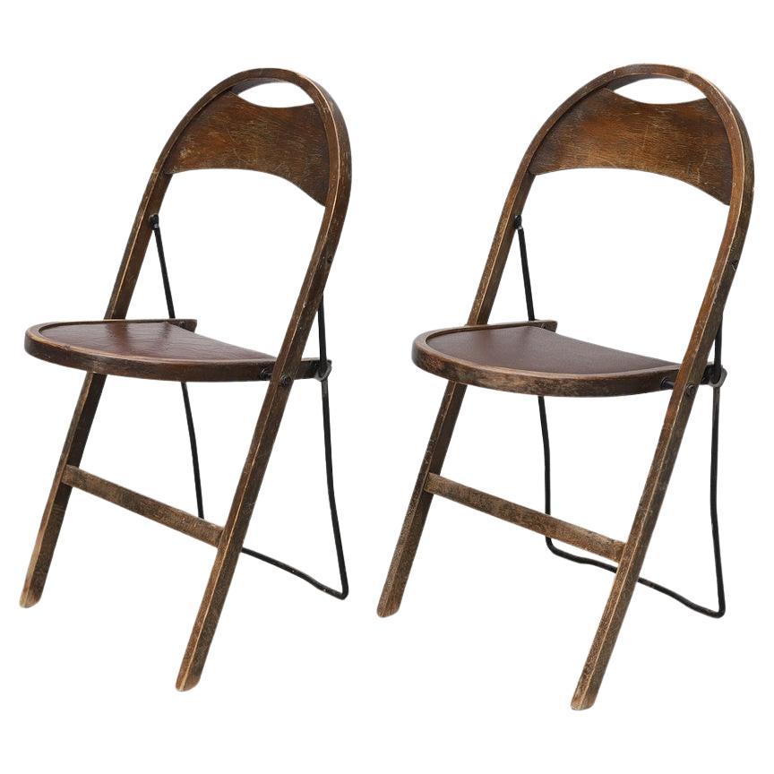 Paire de chaises pliantes suédoises par Uno Åhrén pour Gemla, années 1930