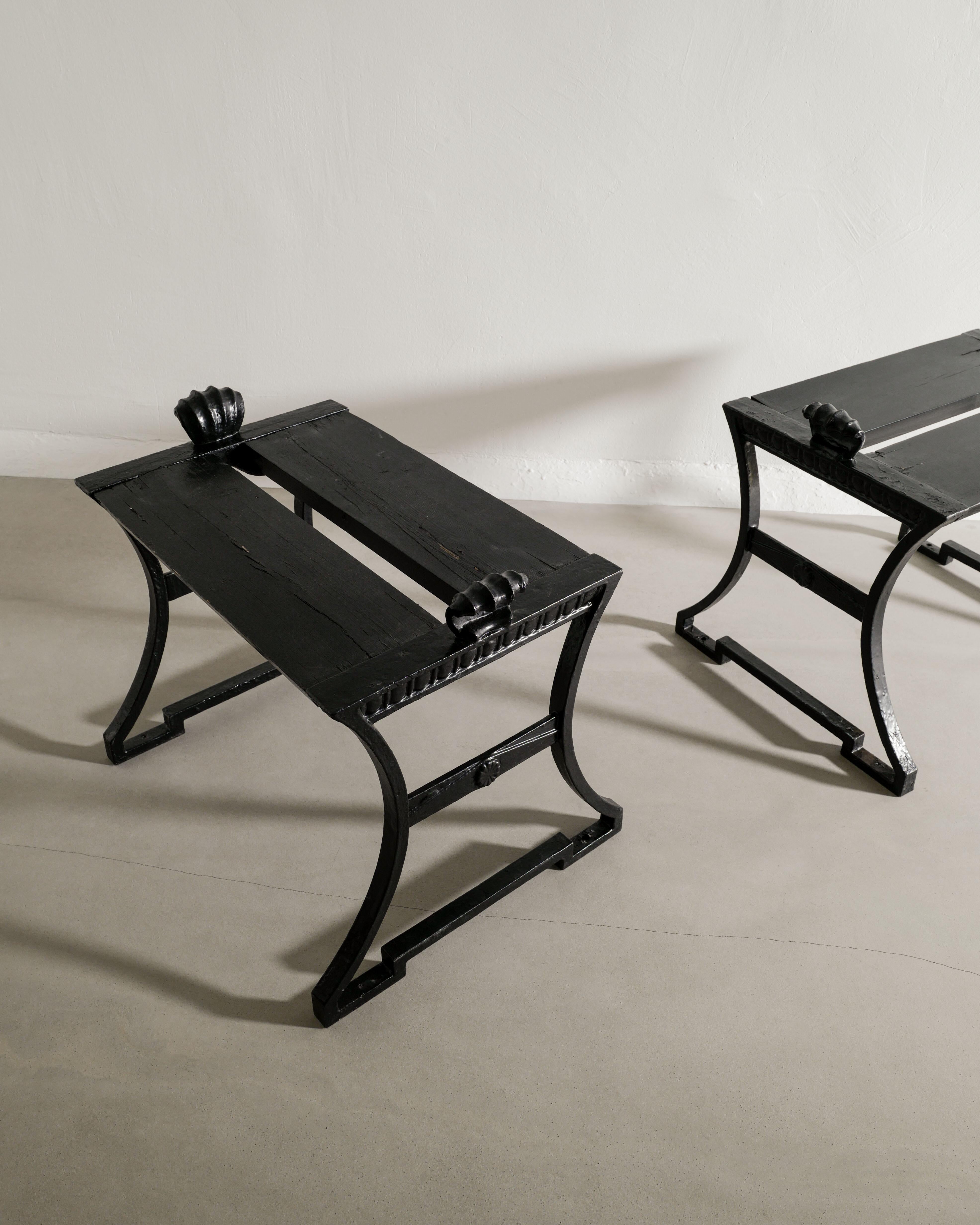 Scandinavo moderno Coppia di panche svedesi Folke Bensow 