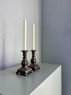 Paire de chandeliers suédois en argent neuf de style baroque GAB, vers 1910