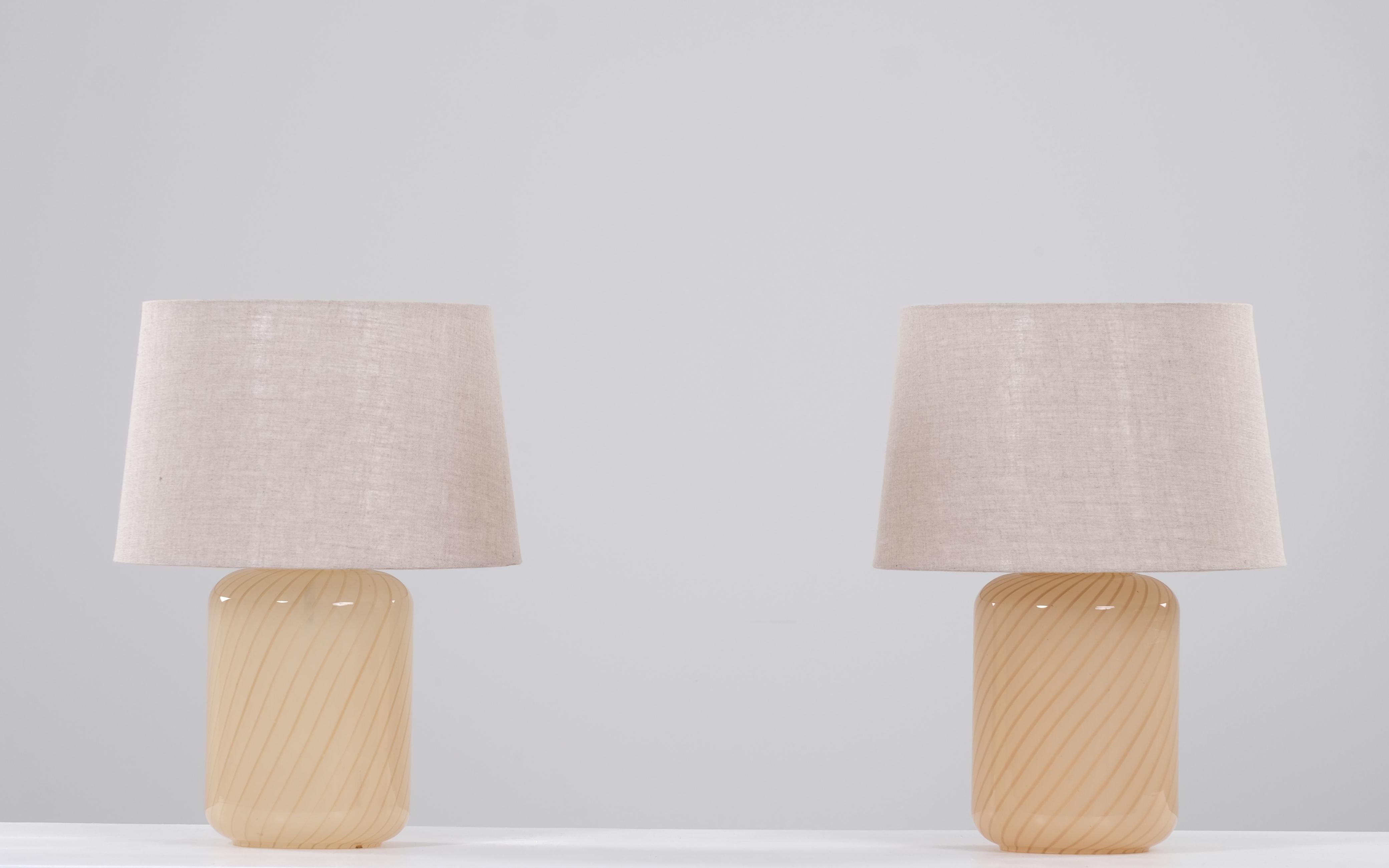 Pair of Swedish Glass Table Lamps, 1970s For Sale 2