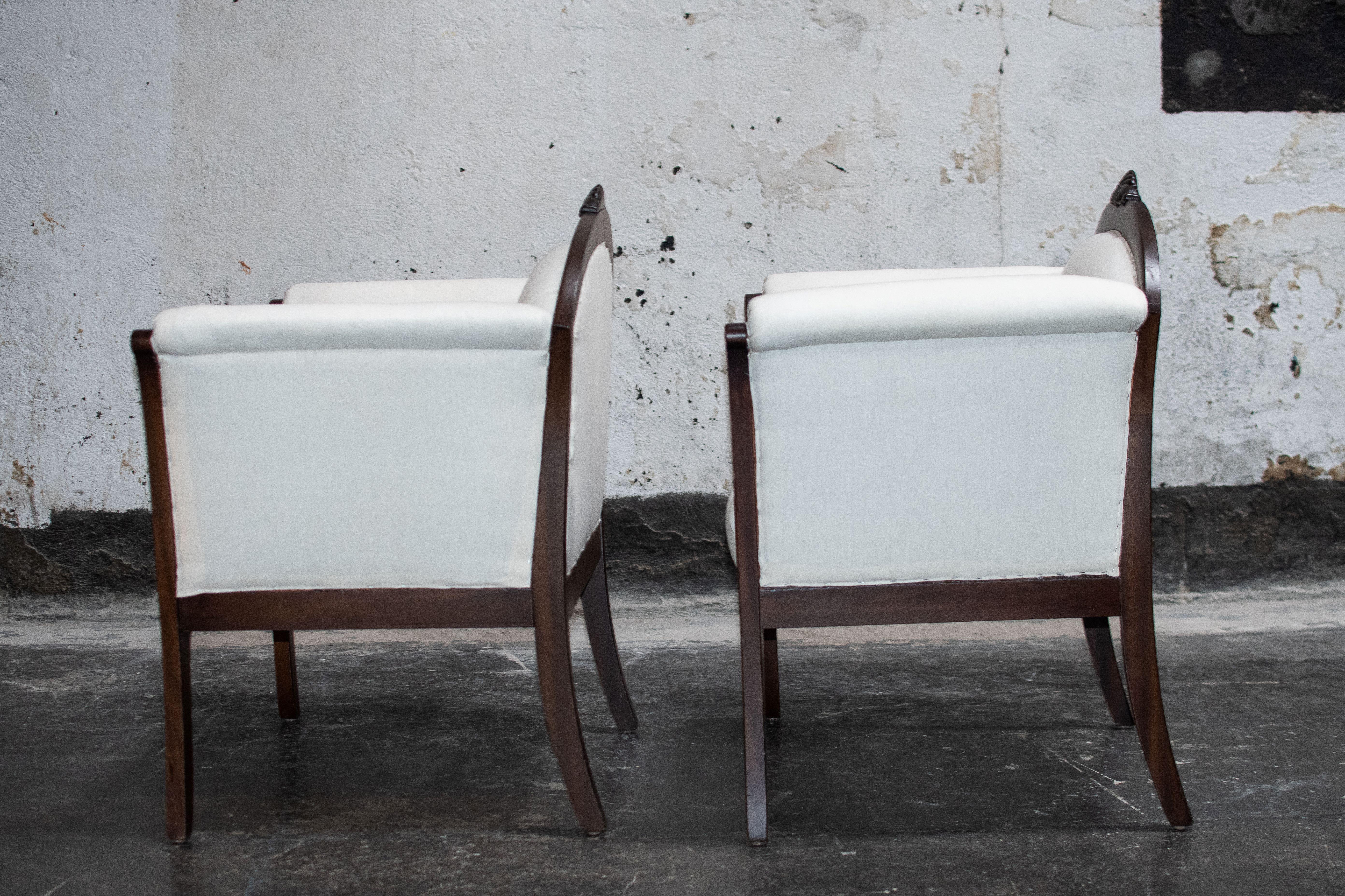 Art Deco Pair of Swedish Grace Arm Chairs - COM Ready For Sale
