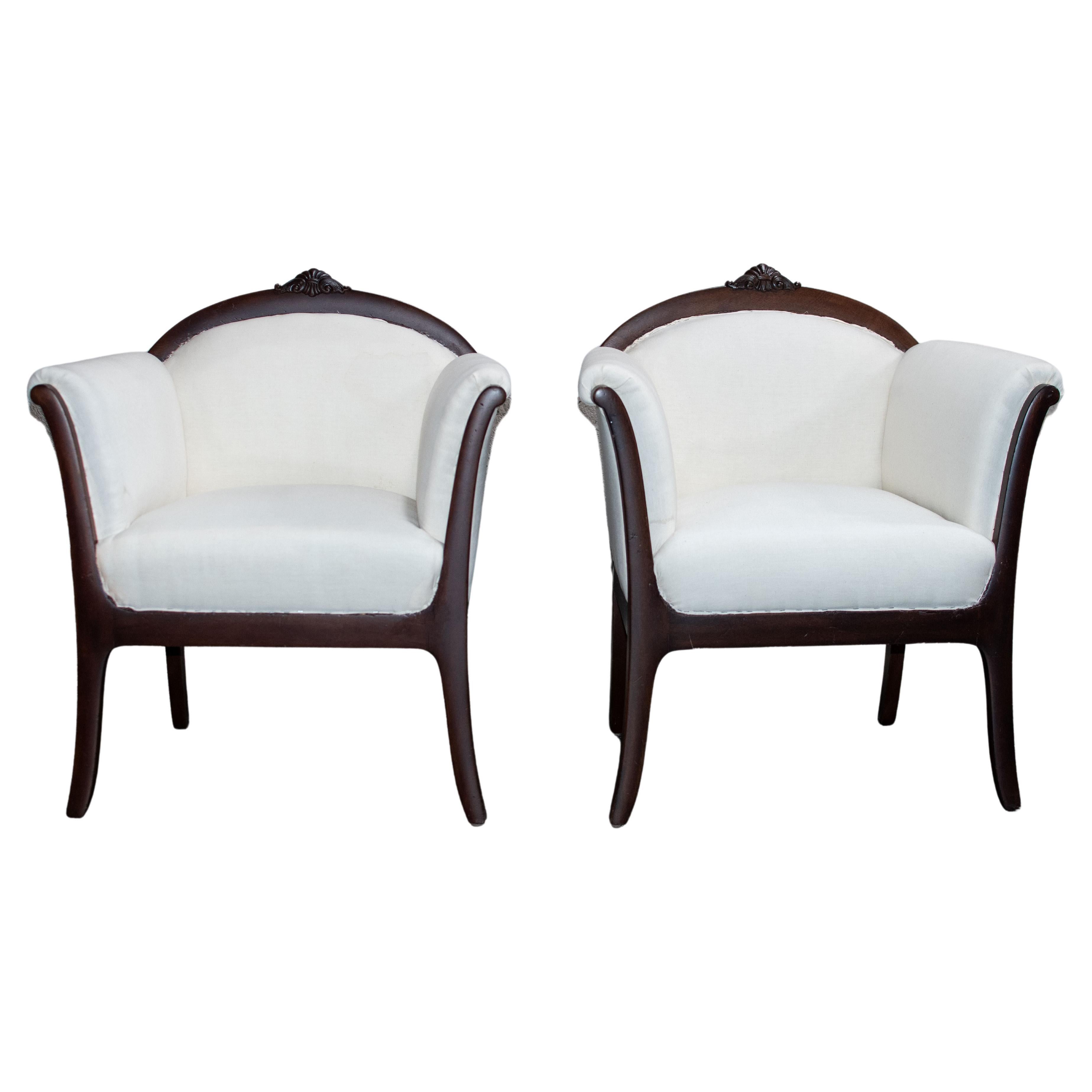 Pair of Swedish Grace Arm Chairs - COM Ready For Sale