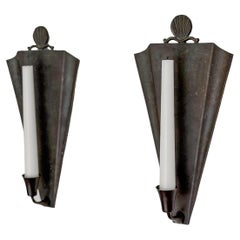 Pair of Swedish Grace Patinated Bronze Candle Sconces by Ystad Metall 1930s