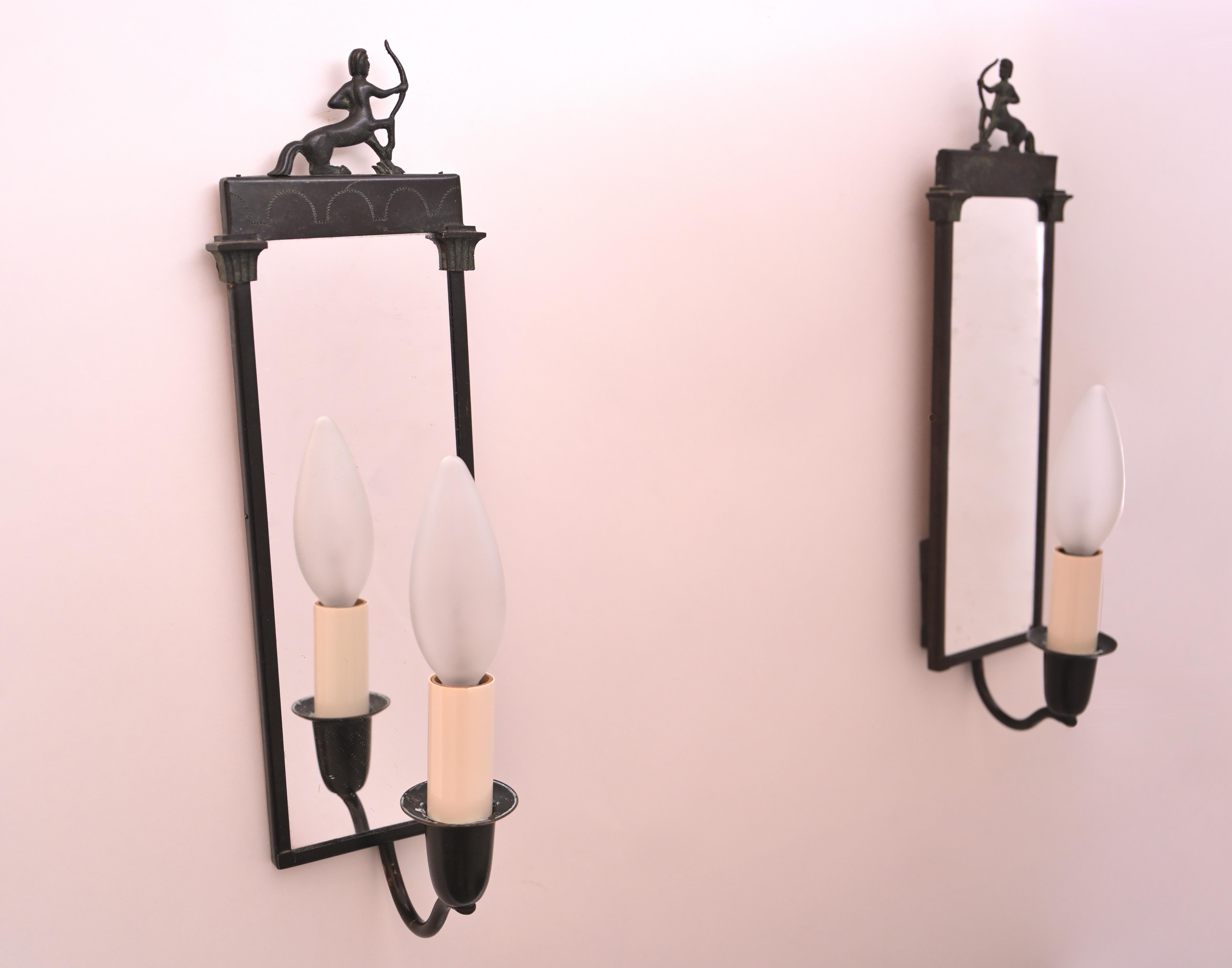 Greek Revival Pair of Swedish Grace Period Mirror Sconces For Sale