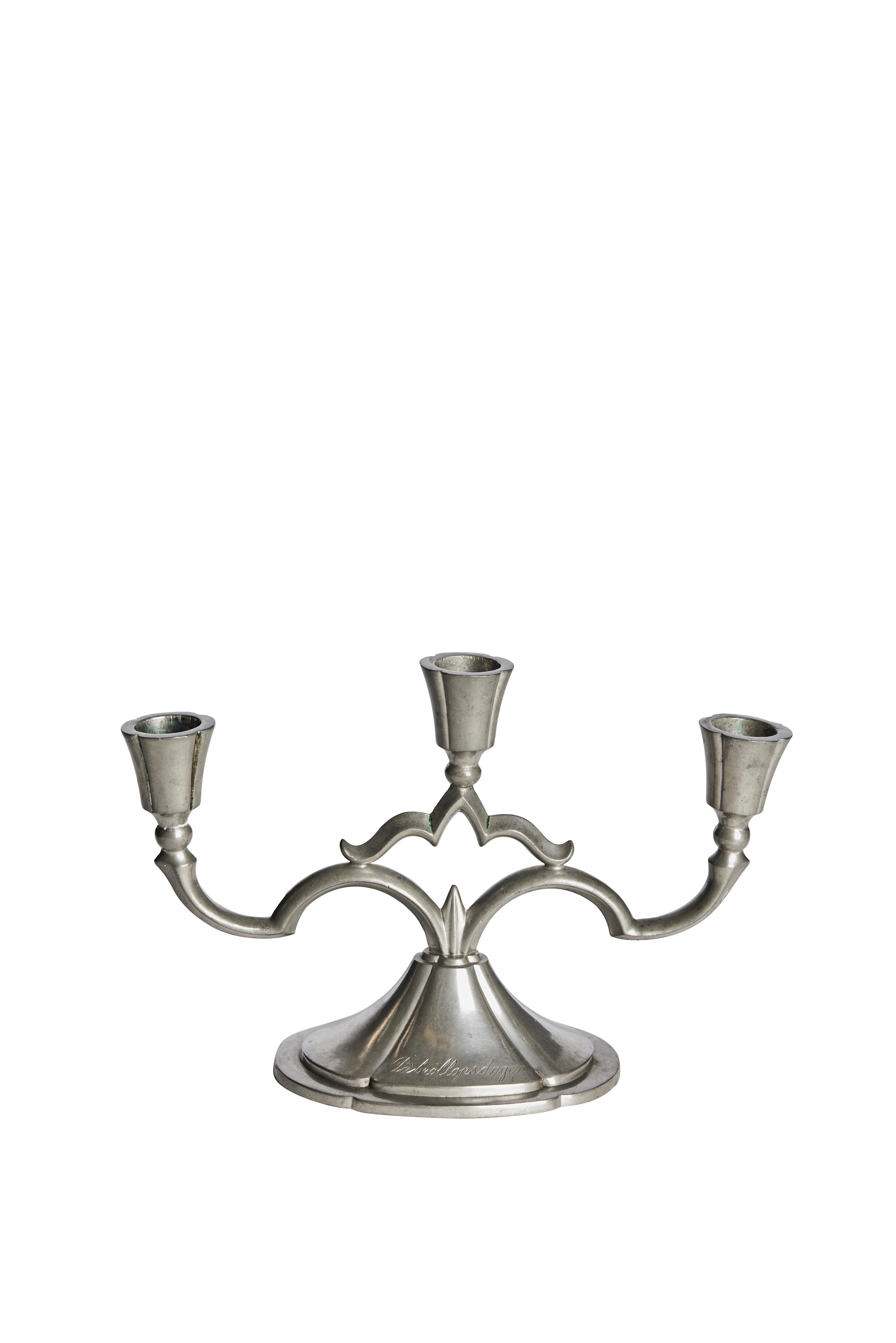 Svedese Coppia di candelabri svedesi in peltro Grace di CESO, anni '30 in vendita