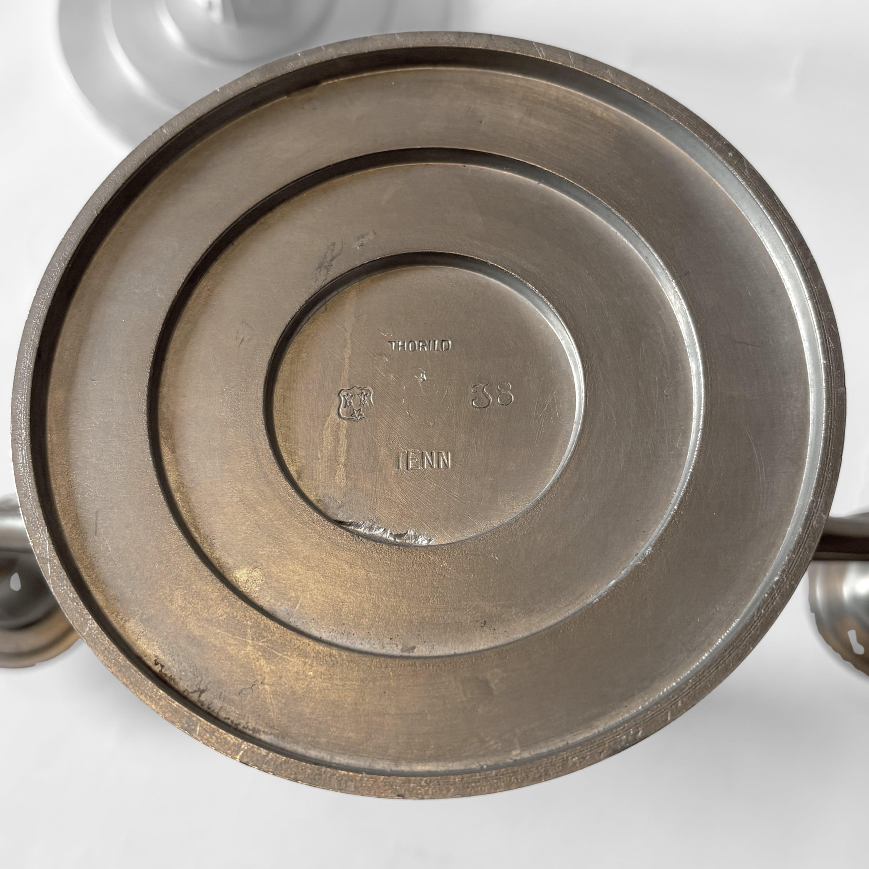 Pair of Swedish Grace Pewter Candelabra by Thorild Knutson, Gränna, 1935 For Sale 5