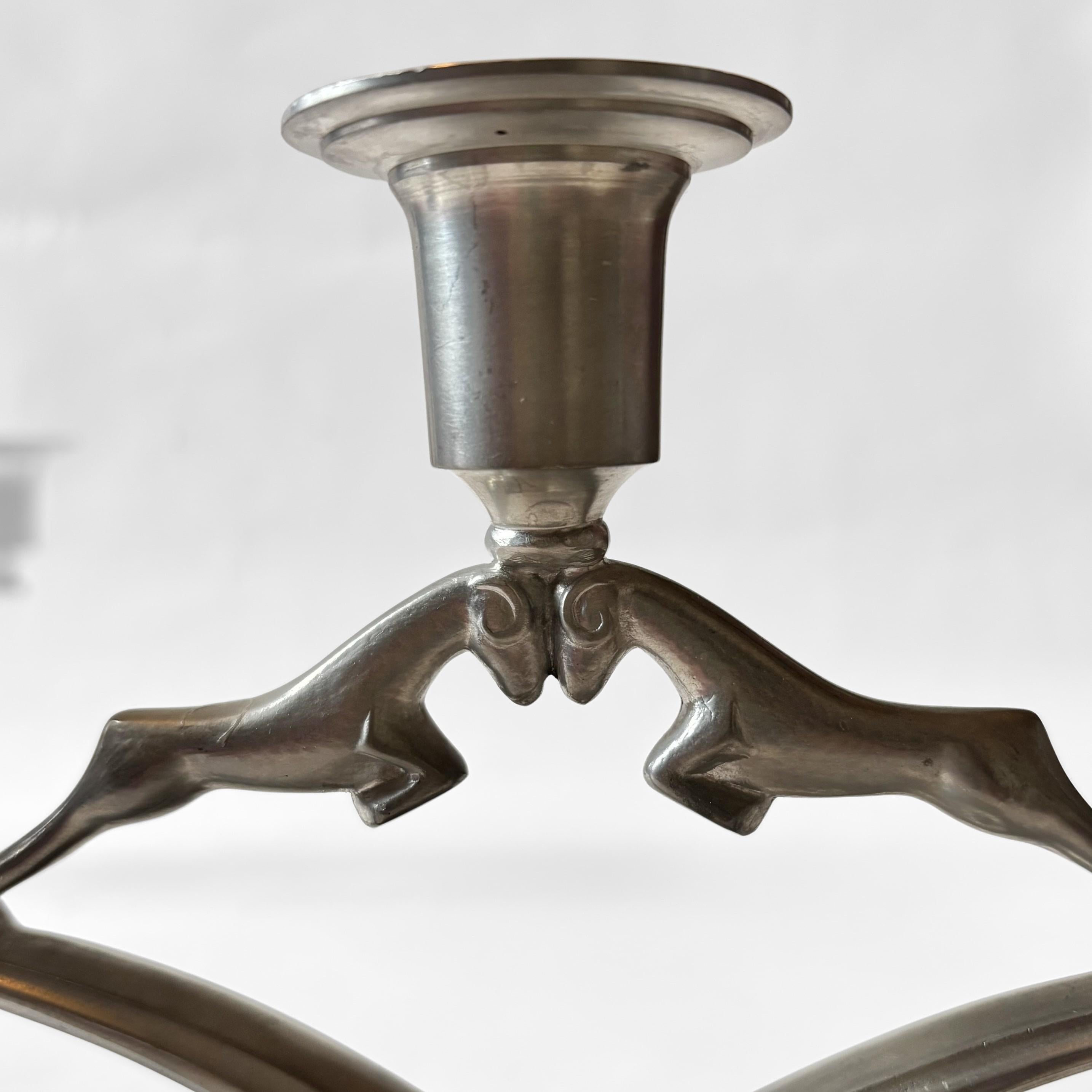 Pair of Swedish Grace Pewter Candelabra by Thorild Knutson, Gränna, 1935 For Sale 1