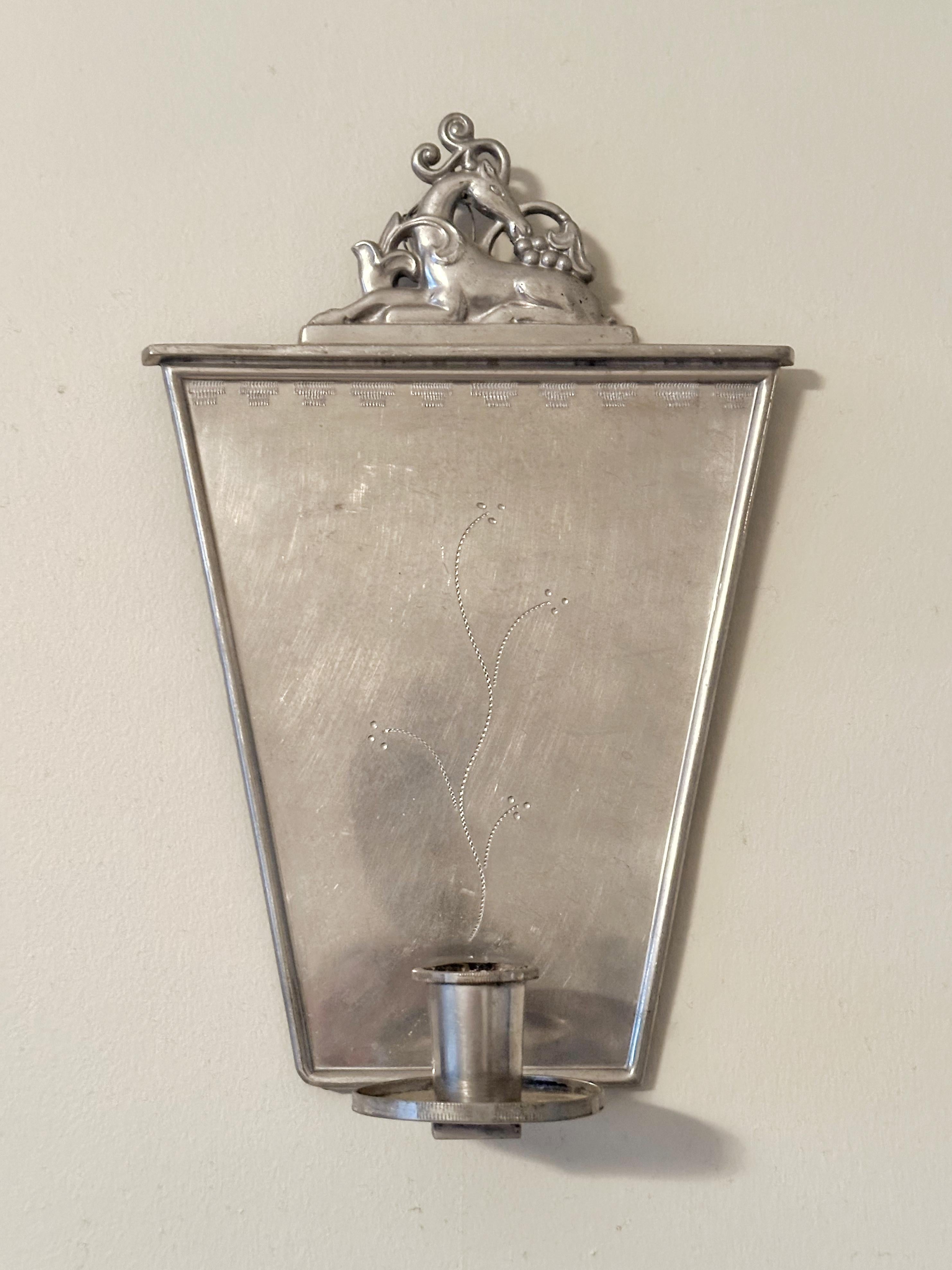 Early 20th Century Pair of Swedish Grace Pewter Candlesticks by C G Hallberg. 1920s.