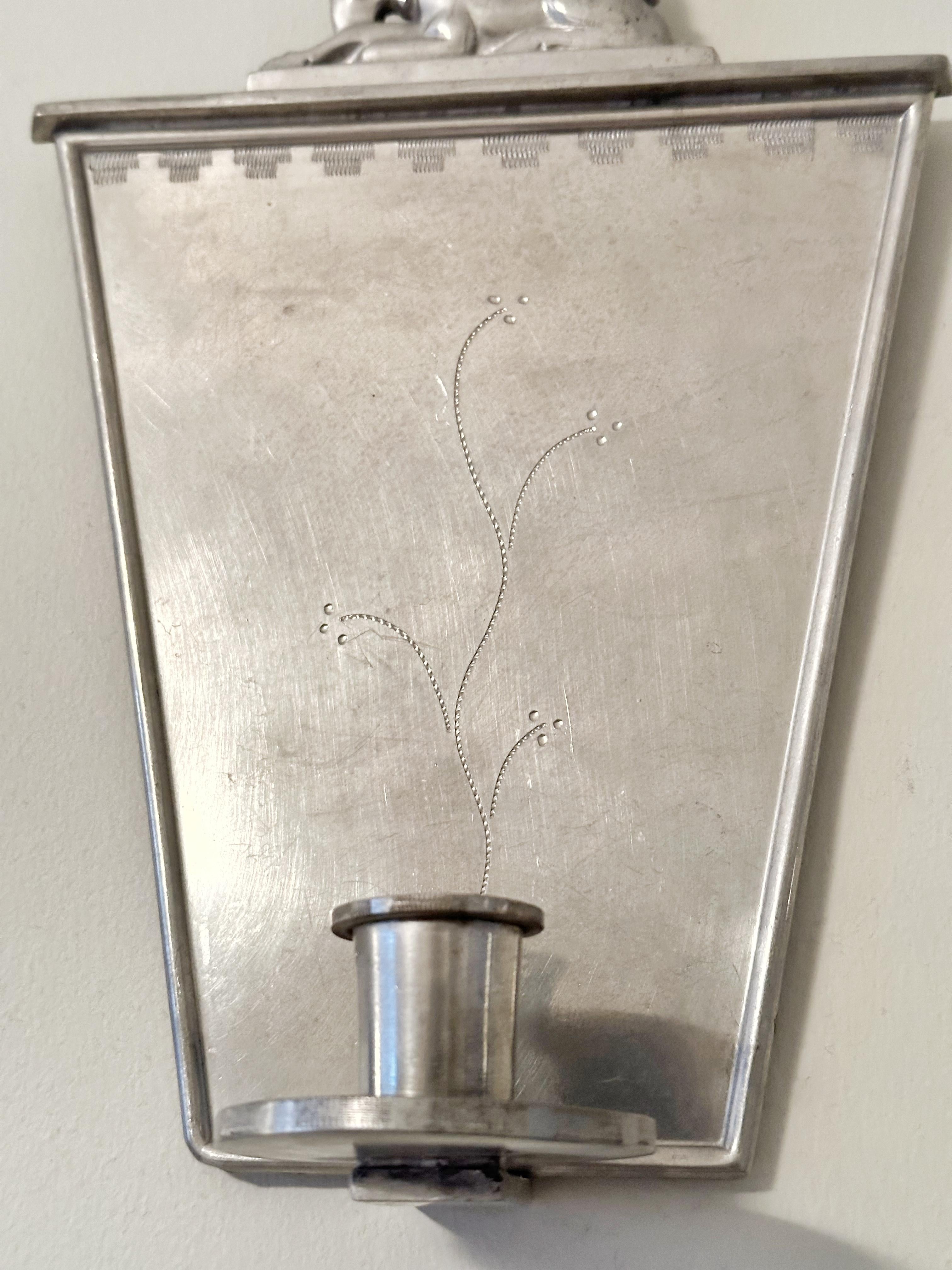 Pair of Swedish Grace Pewter Candlesticks by C G Hallberg. 1920s. 2