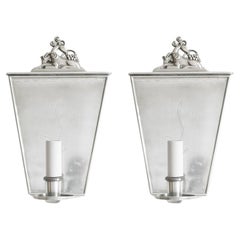 Pair of Swedish Grace polished Pewter Sconces by, C.G. Hallberg, Stockholm