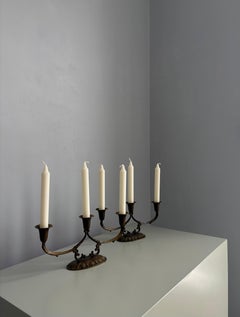 Art Deco Bronze Candelabras, Hand-Crafted in Denmark, Circa 1930s