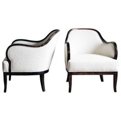 Pair of Swedish Grace Stained Birch Armchairs