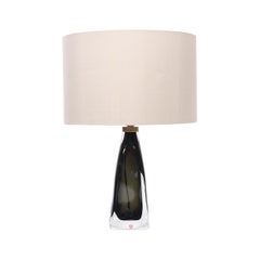 Pair of Swedish Green Orrefors Lamps