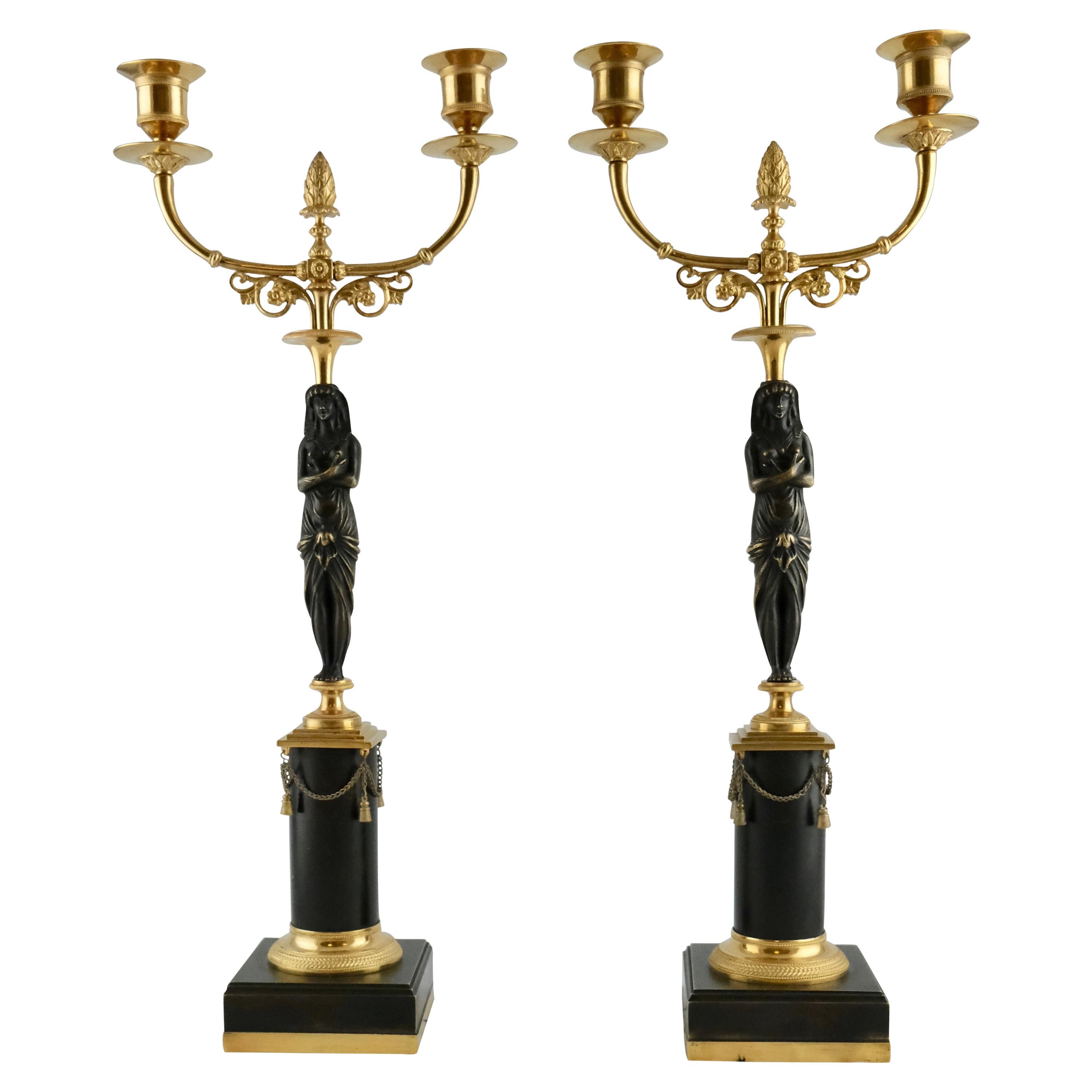 Pair of Swedish Gustavian 2-Armed Candelabra, Early 19th C