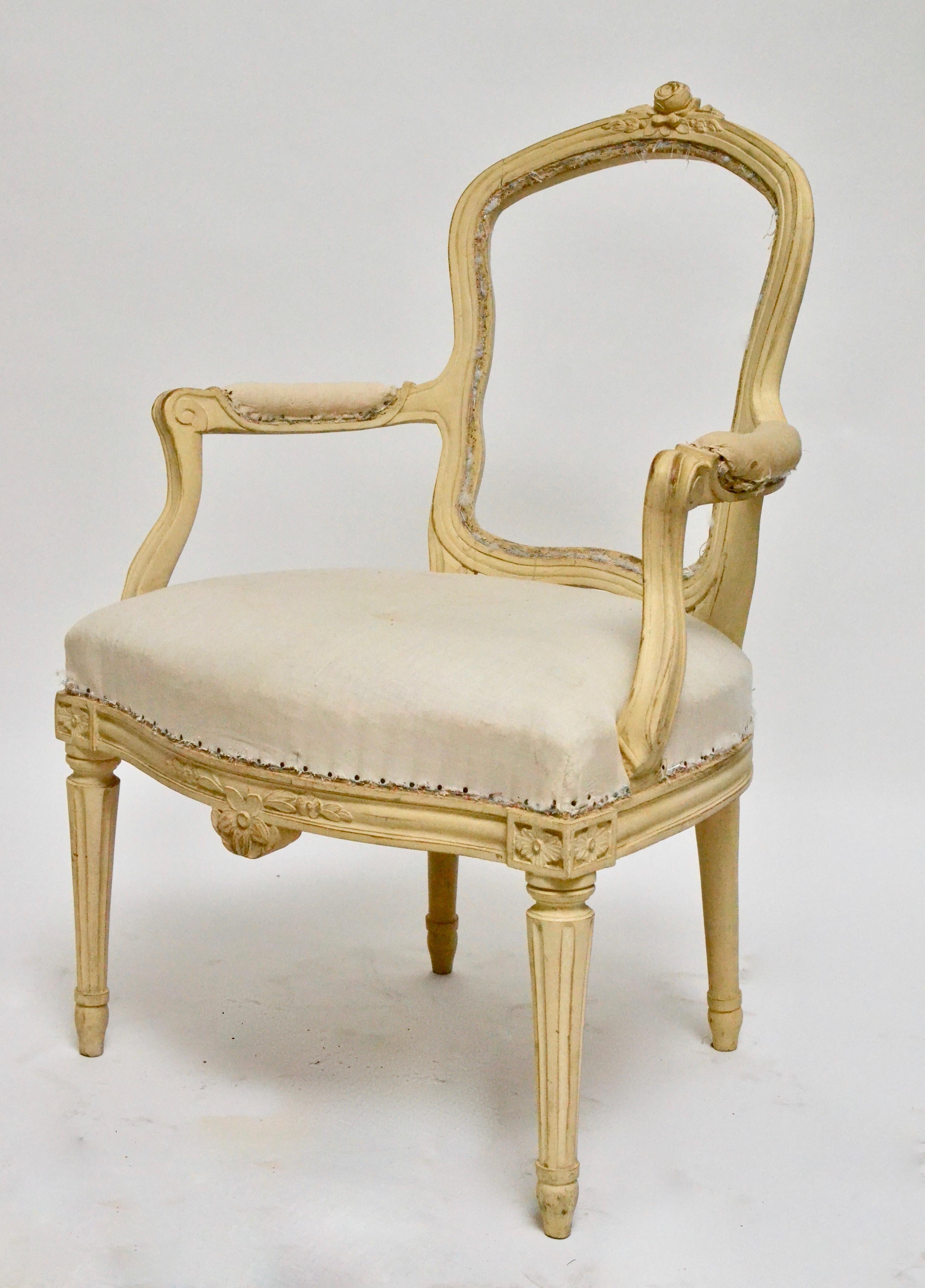 A pair of Swedish Gustavian yellow painted armchairs from the transition period. Made in Stockholm circa 1770-1780. Restored and in good condition. Needs upholstery in the back and fabric.