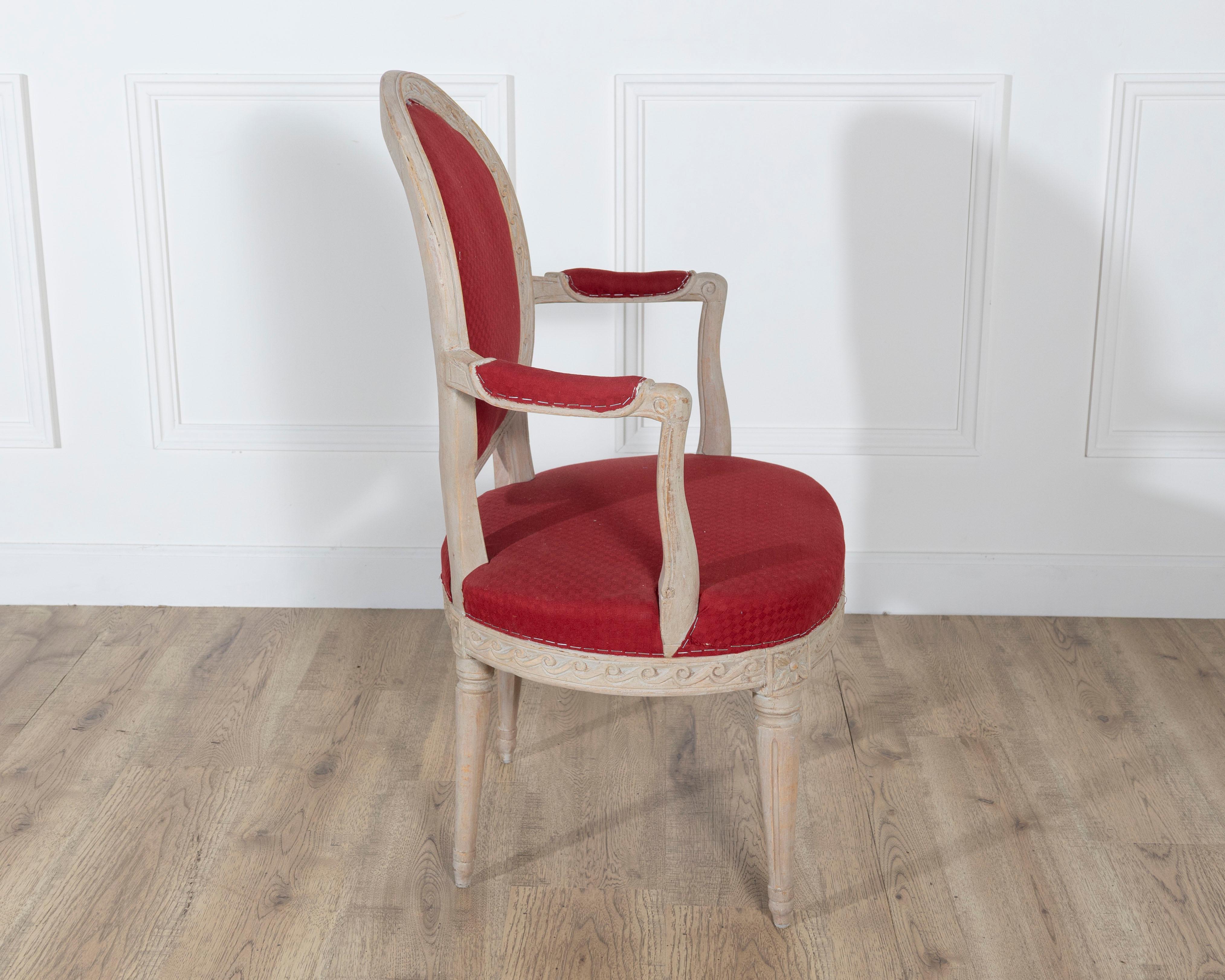 Pair of Swedish Gustavian Armchairs with Original Paint, circa 1820 For Sale 7