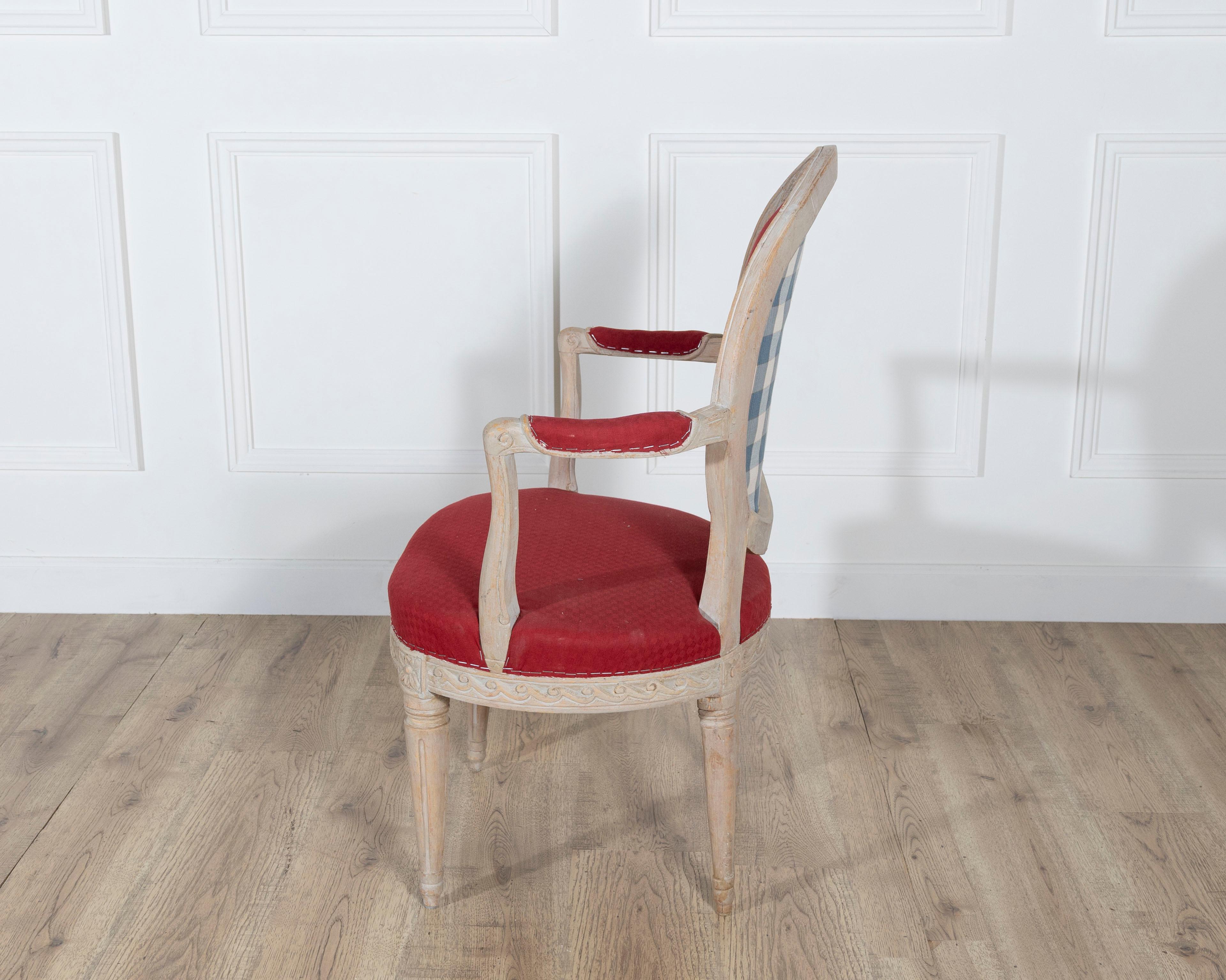 Pair of Swedish Gustavian Armchairs with Original Paint, circa 1820 For Sale 9