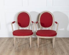 Pair of Swedish Gustavian Armchairs with Original Paint, circa 1820