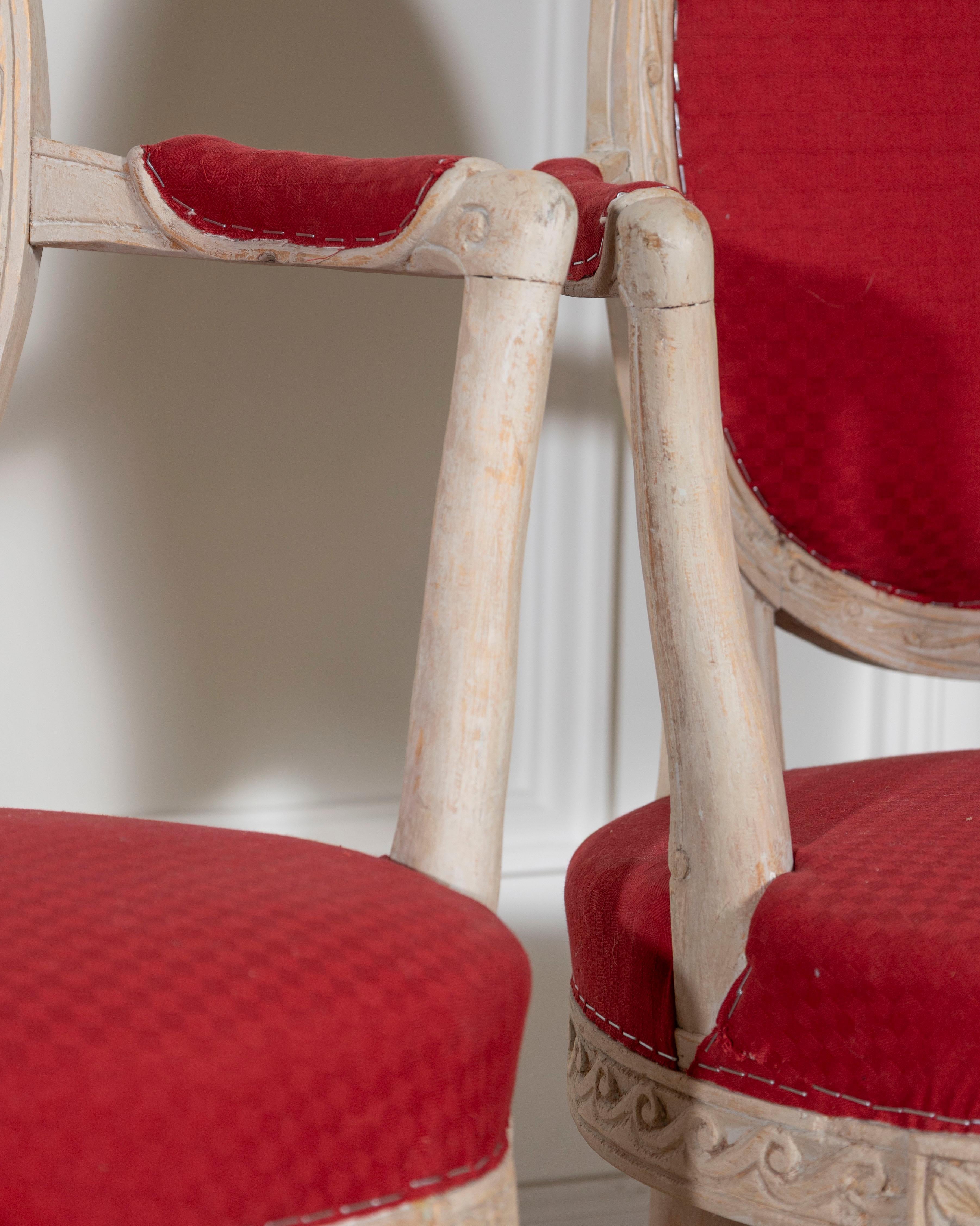 Pair of Swedish Gustavian Armchairs with Original Paint, circa 1820 For Sale 4