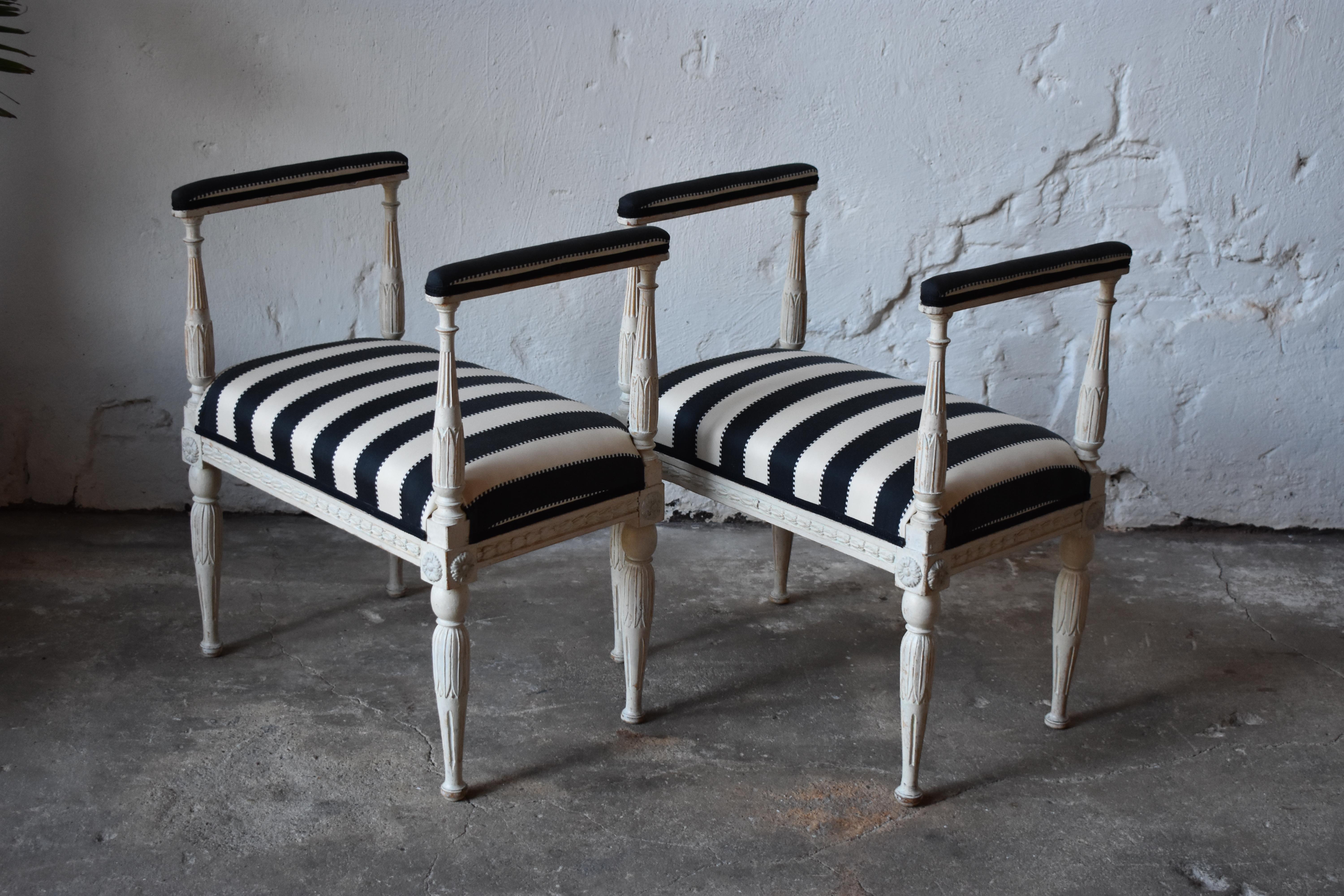 Pair of Swedish Gustavian Baquettes / Benches 1790s For Sale 1