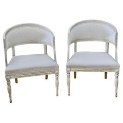 Pair of Swedish Gustavian Barrel-Back Chairs, early 19th Century