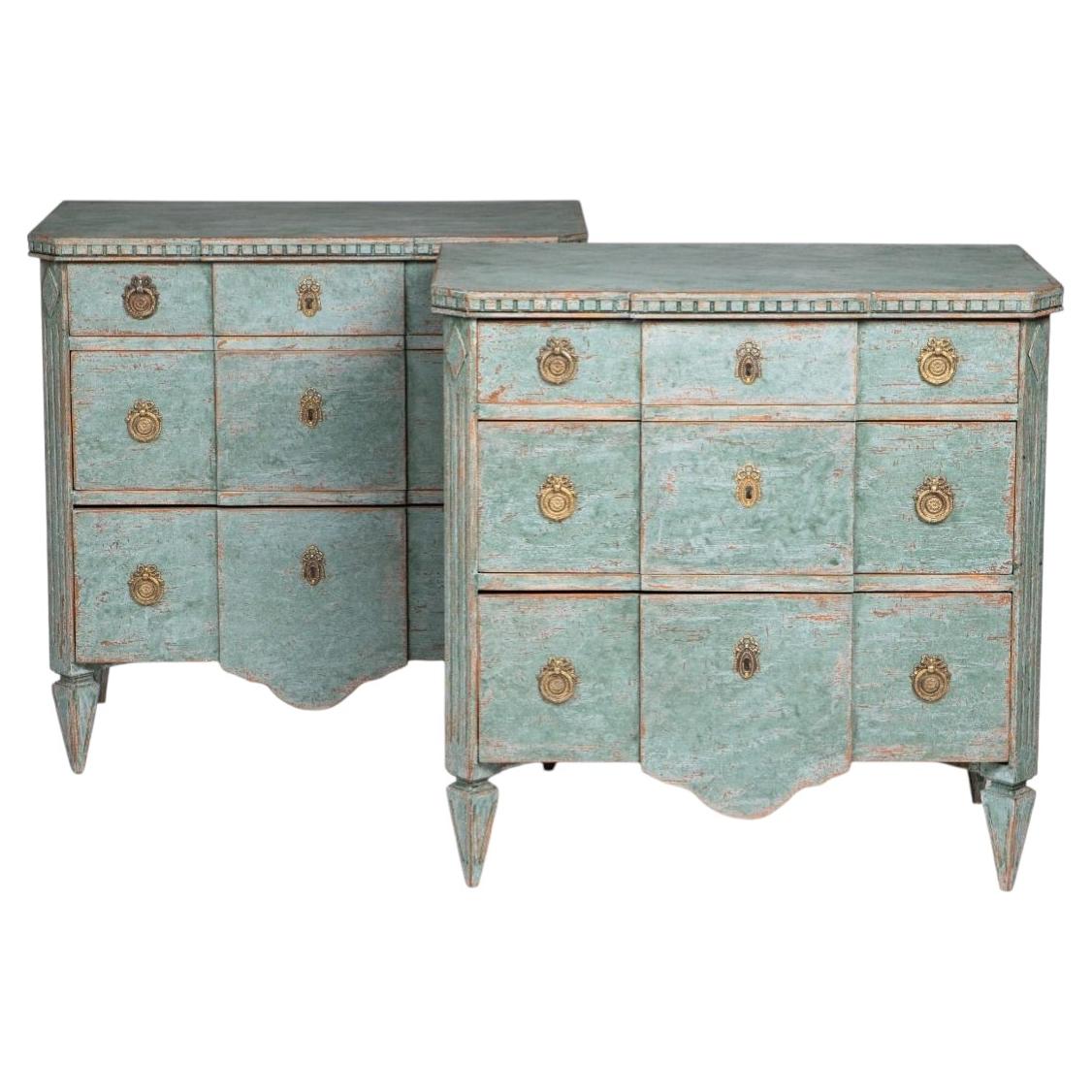 Pair of Swedish Gustavian Breakfront Chests of Drawers, Circa 1840–1860