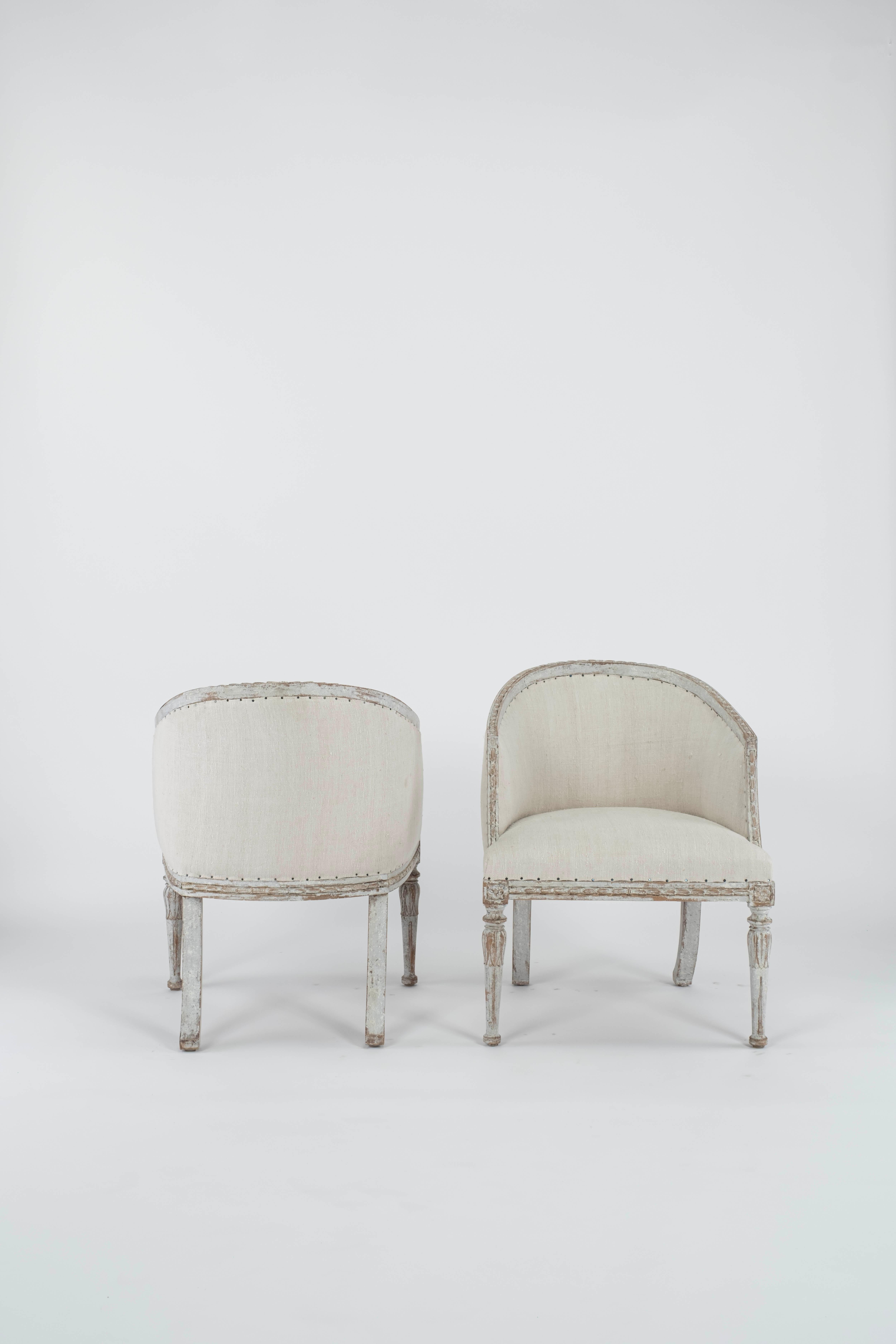 Pine Pair of Swedish Gustavian Chairs For Sale