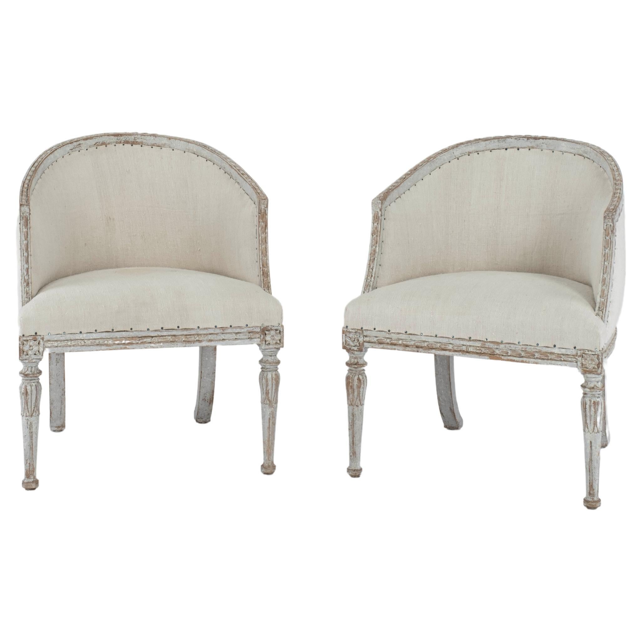 Pair of Swedish Gustavian Chairs For Sale