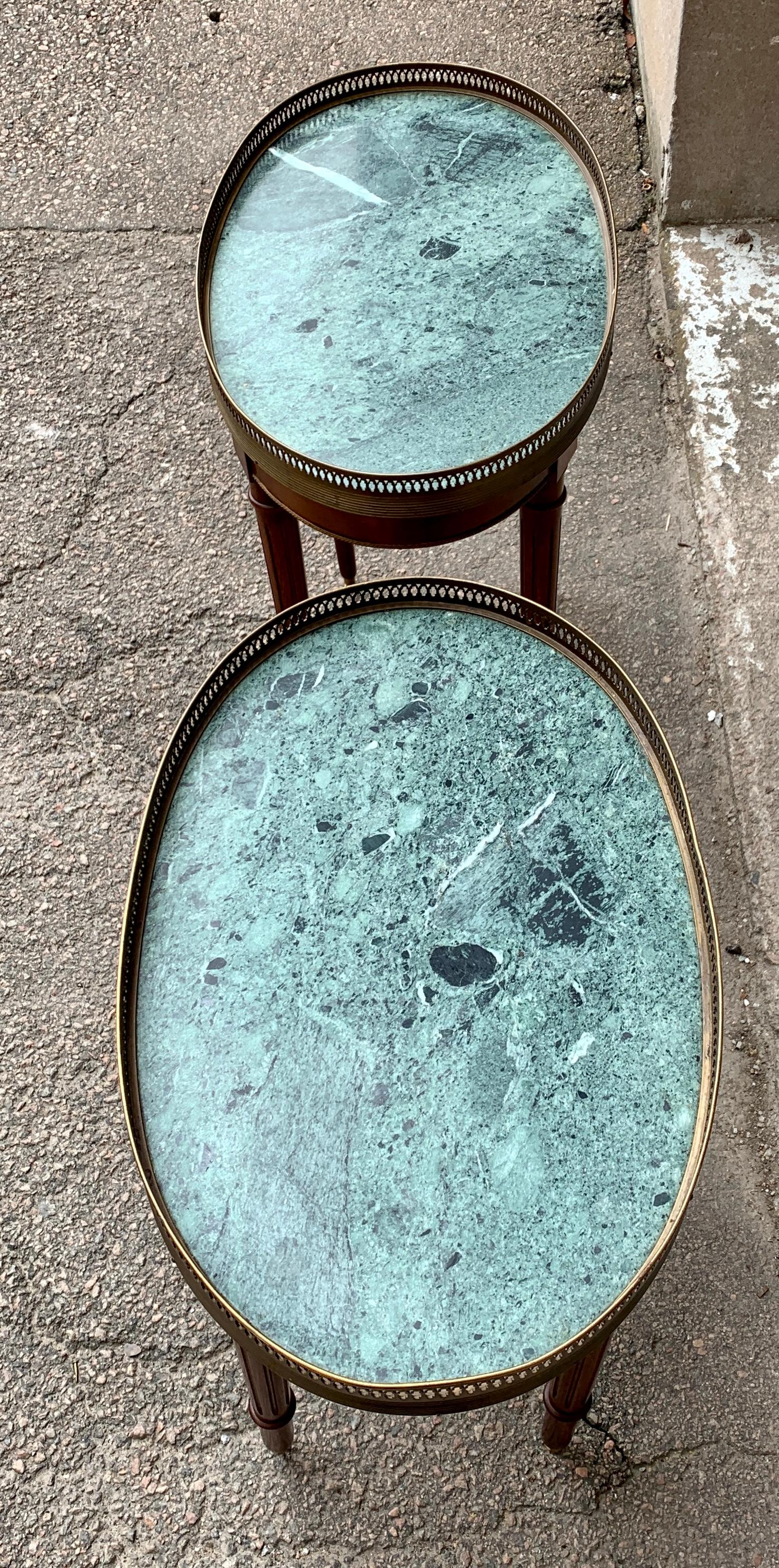 Brass Pair of Swedish Gustavian End or Side Tables with Stone tops For Sale