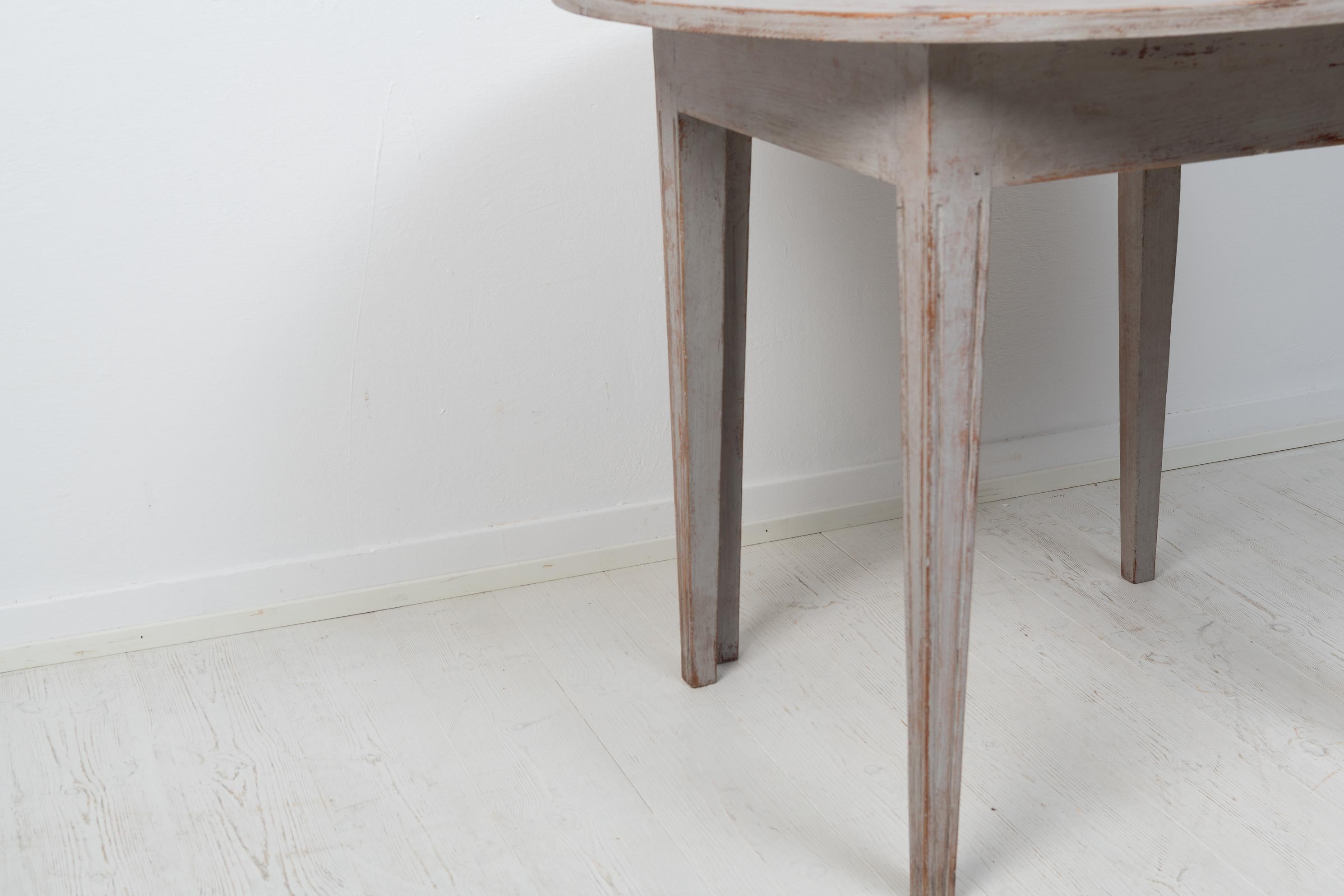 Pair of Swedish Gustavian Grey Demi Lune Tables For Sale 6
