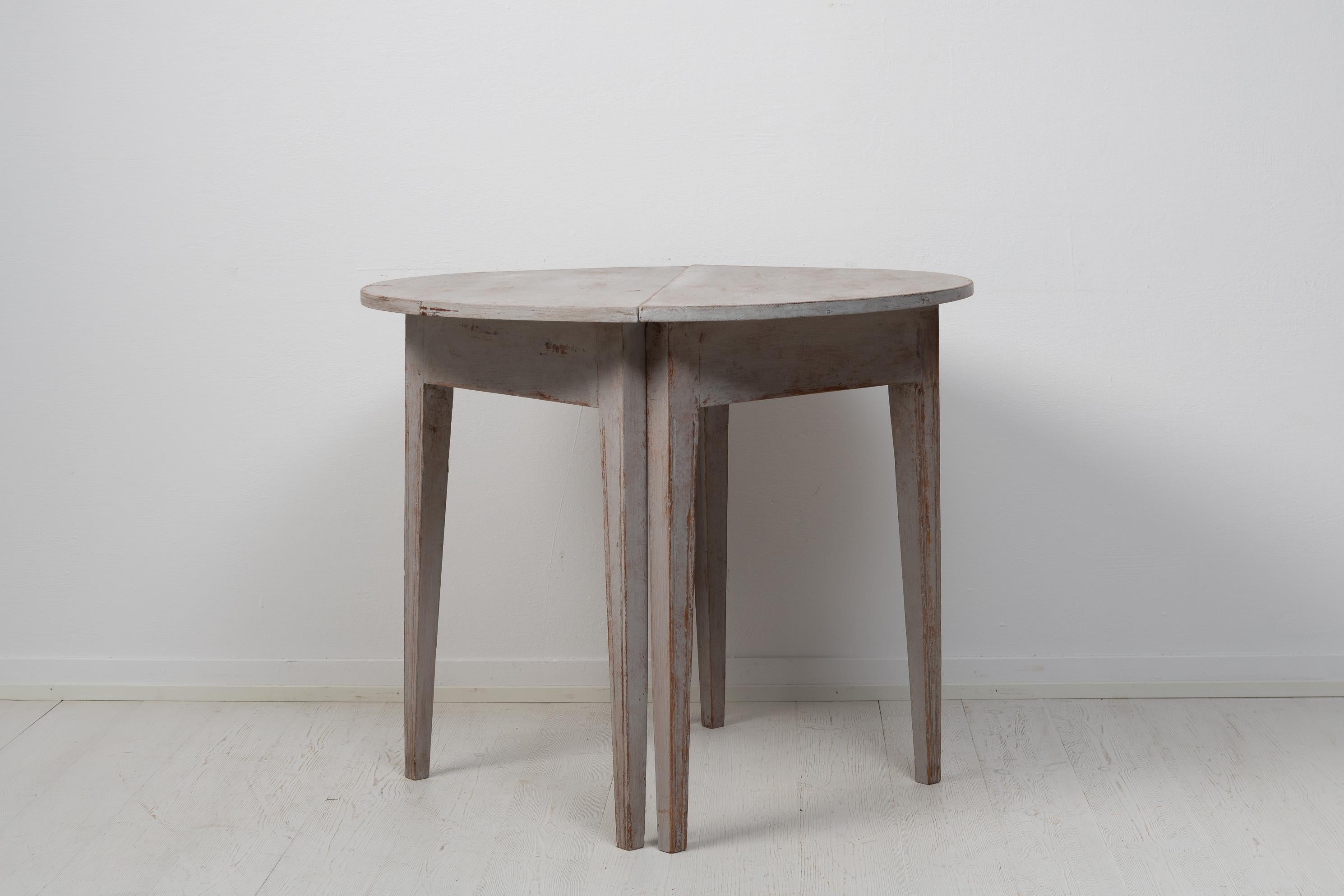 Hand-Crafted Pair of Swedish Gustavian Grey Demi Lune Tables For Sale