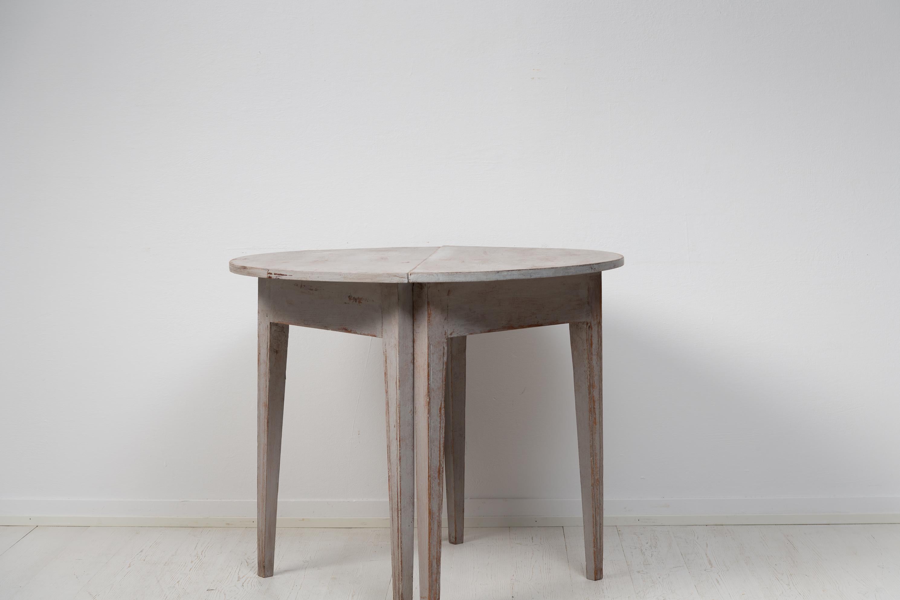 Pair of Swedish Gustavian Grey Demi Lune Tables In Good Condition For Sale In Kramfors, SE