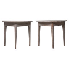 Pair of Swedish Gustavian Grey Demi Lune Tables