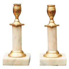 Pair of Swedish Gustavian Marble Candlesticks
