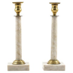 Pair of Swedish Gustavian Marble Candlesticks