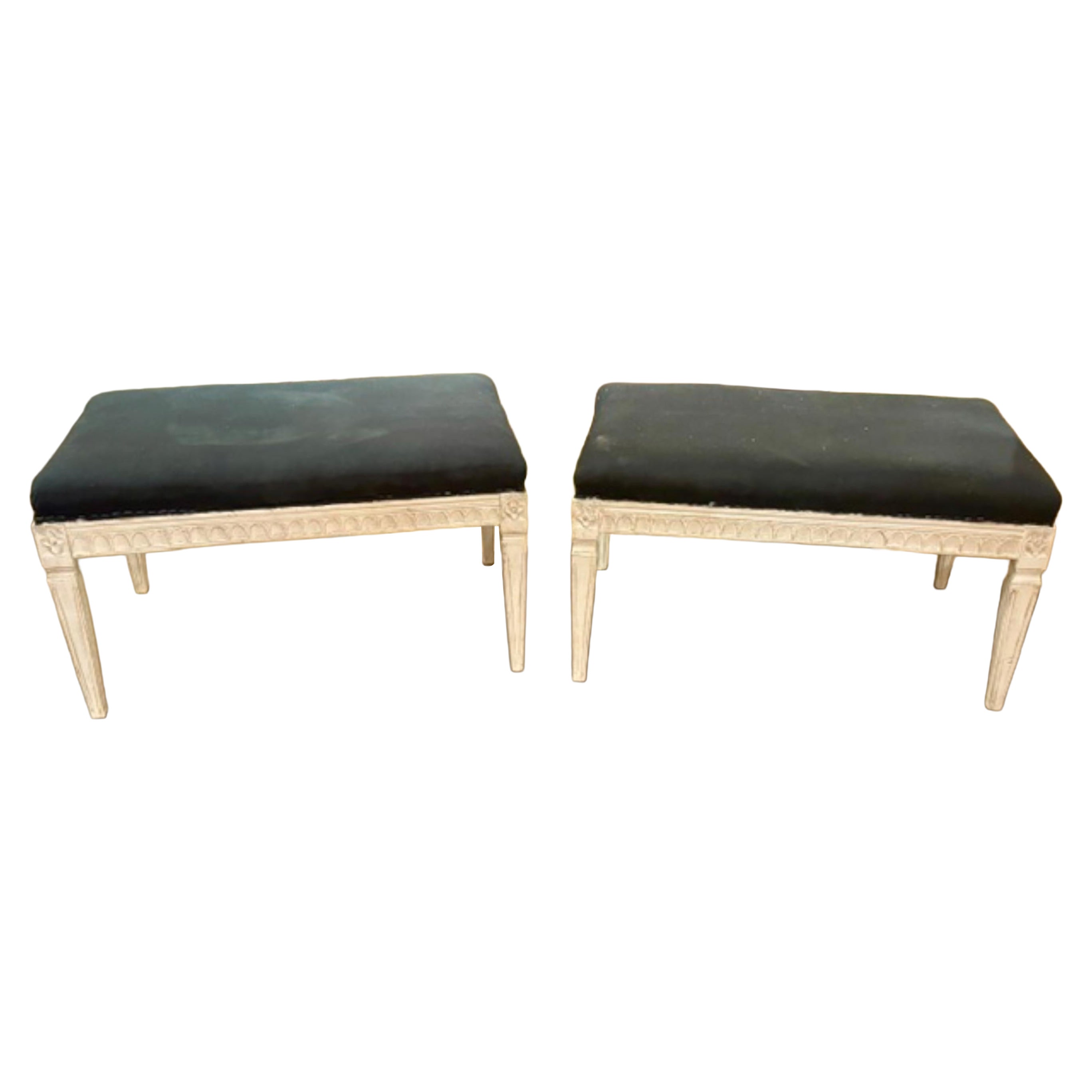 Pair of Swedish Gustavian Painted Benches