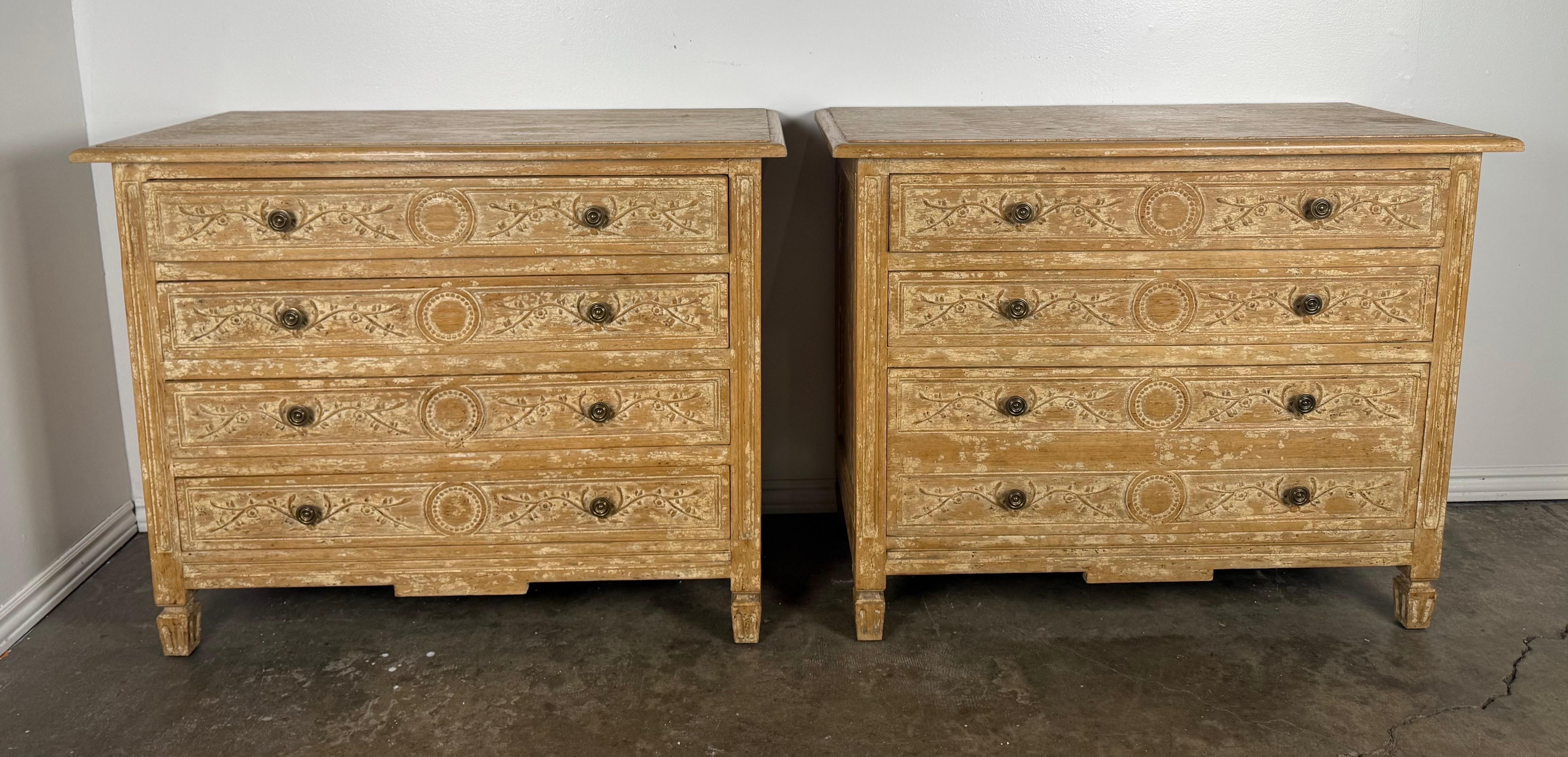 Pair of Swedish Gustavian Painted Four-Drawer Chests of Drawers