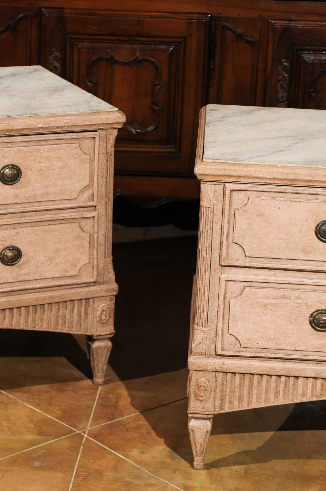Pair of Swedish Gustavian Period 1790s Two-Drawer Chests with Soft Pink Color In Good Condition In Atlanta, GA