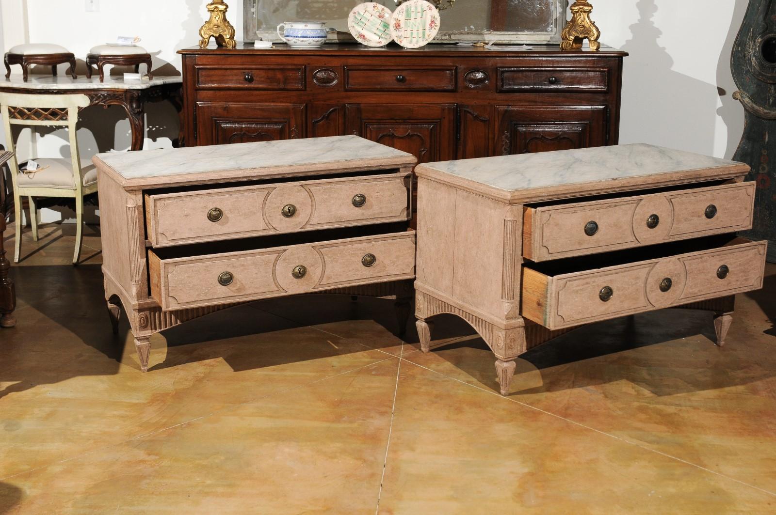 18th Century Pair of Swedish Gustavian Period 1790s Two-Drawer Chests with Soft Pink Color