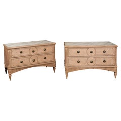 Antique Pair of Swedish Gustavian Period 1790s Two-Drawer Chests with Soft Pink Color