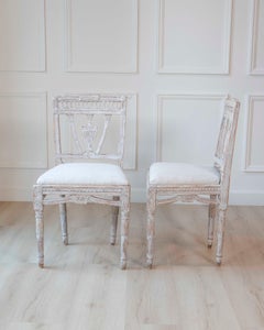 Pair of Swedish Gustavian Period Dining Chairs, Late 18th Century
