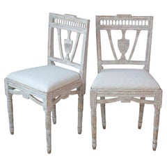 Pair of Swedish Gustavian Period Dining Chairs, Late 18th Century