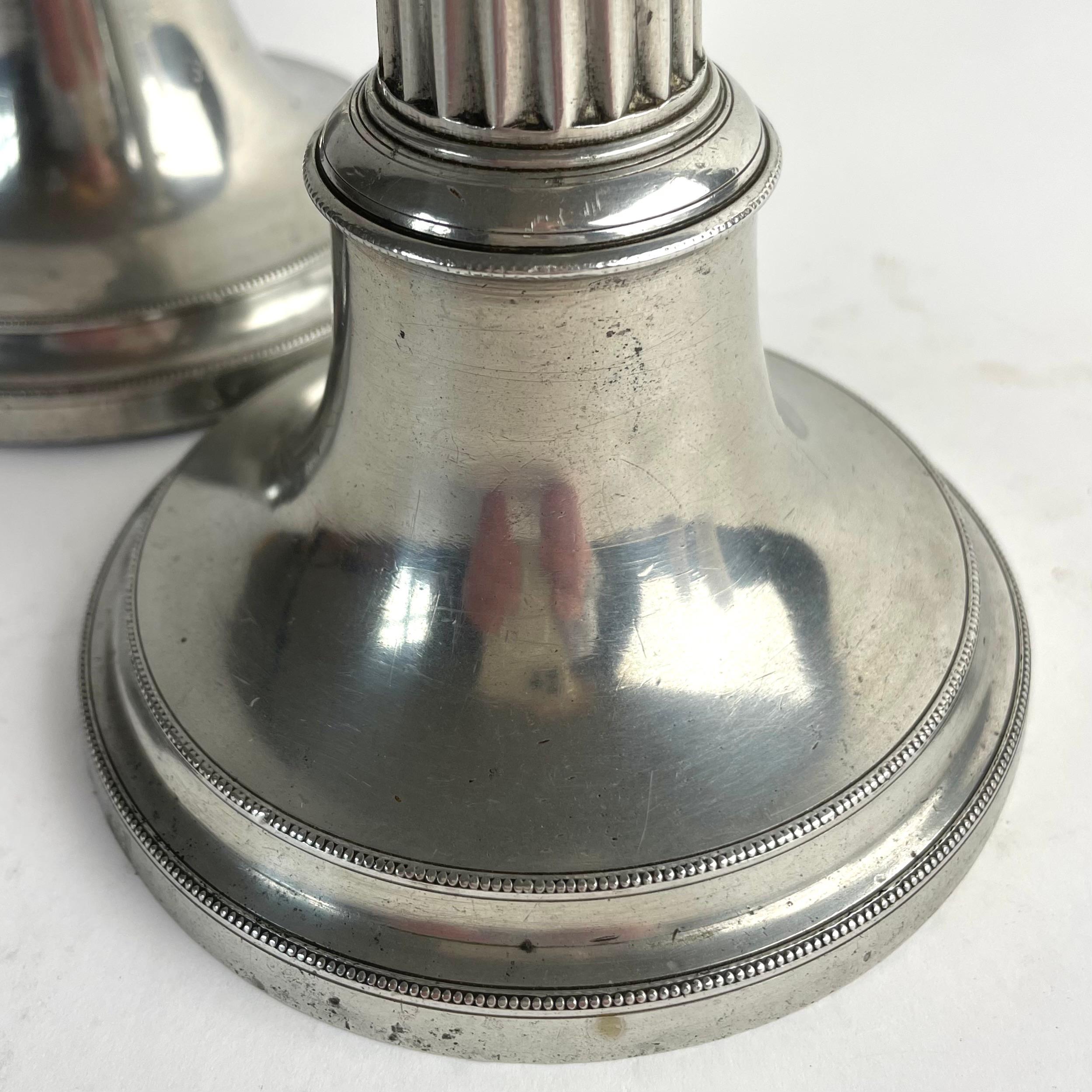 Pair of Swedish Gustavian Pewter Candlesticks, Johan Fredrik Gellerstedt, 1833 For Sale 2