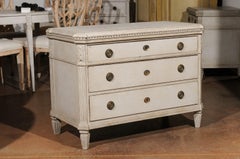Pair of Swedish Gustavian Style 1870s Commodes with Dentil Molding and Rosettes
