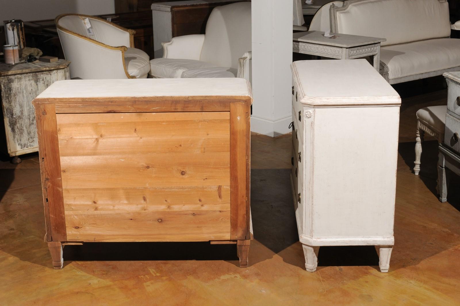 Pair of Late 19th Century Swedish Gustavian Style Painted Three-Drawer Commodes 5