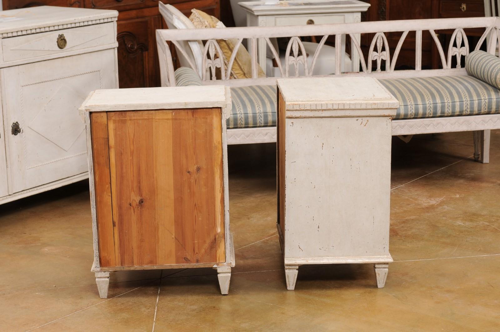 Pair of Swedish Gustavian Style 1900s Painted Bedside Tables with Four Drawers 5