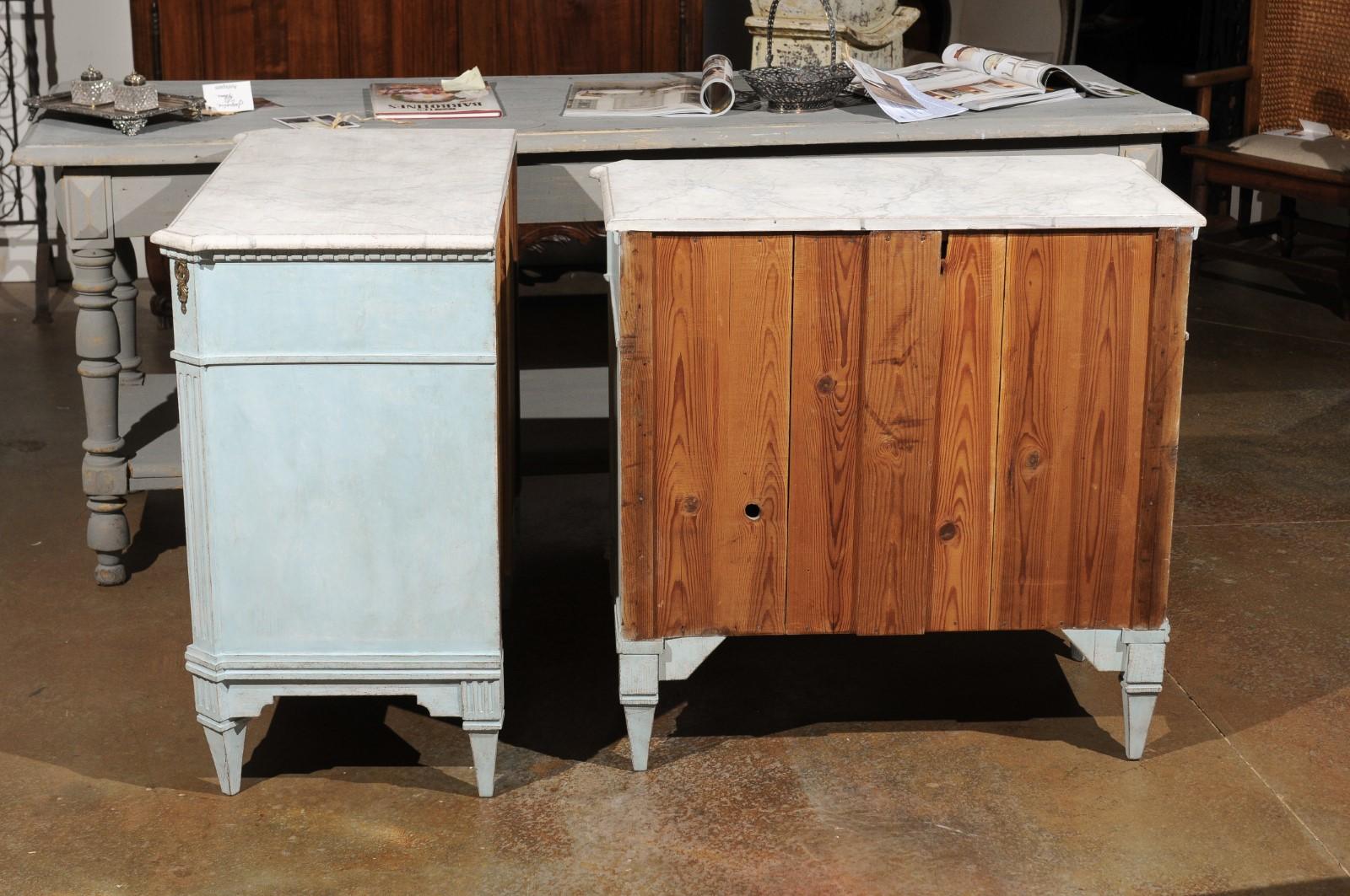 Pair of Swedish Gustavian Style 19th Century Light Blue Painted Wood Chests 5