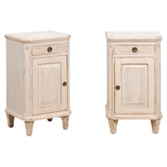 Pair of Swedish Gustavian Style 19th Century Painted and Carved Nightstands